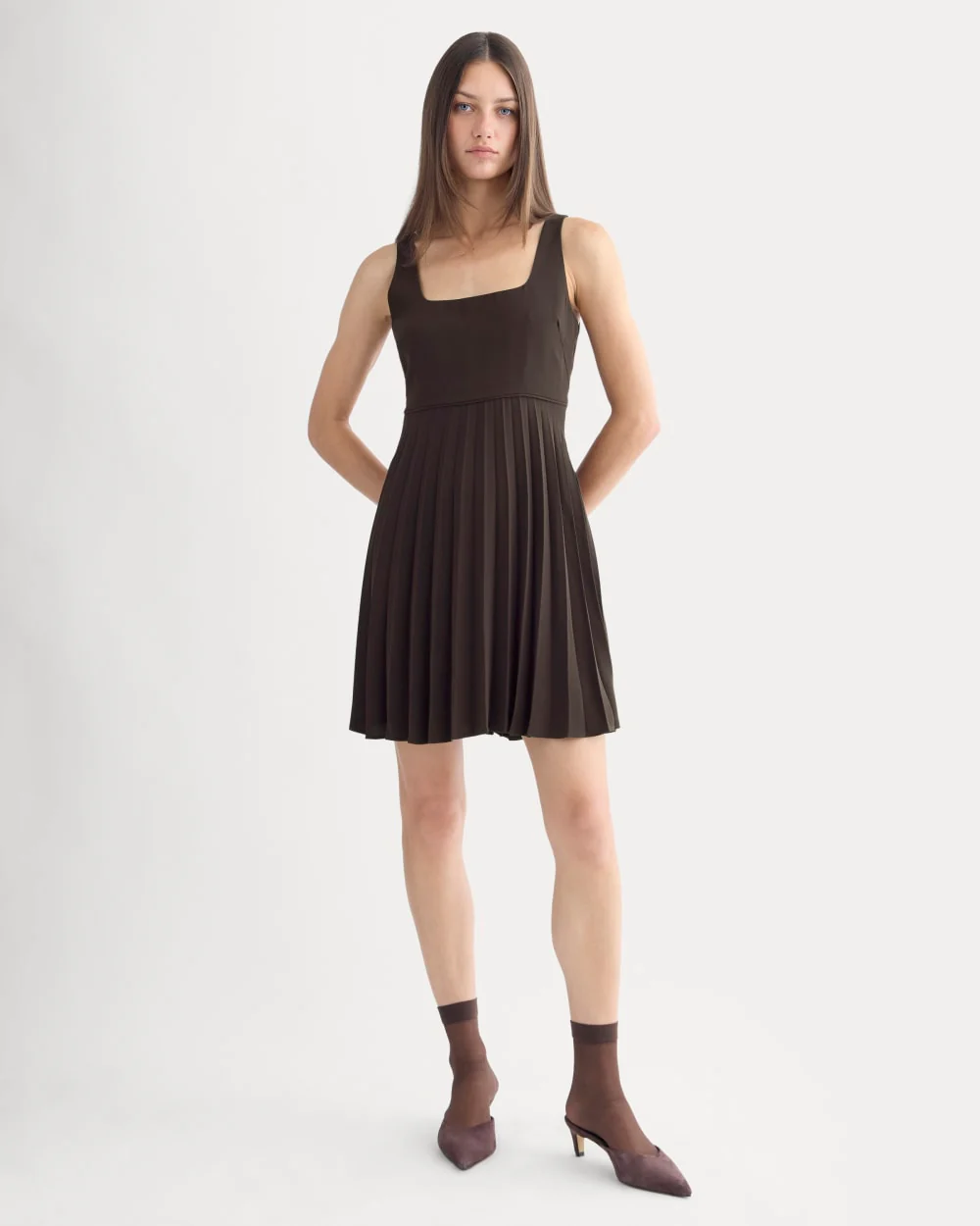 Drapey Crepe Mini Dress | Dark Chocolate