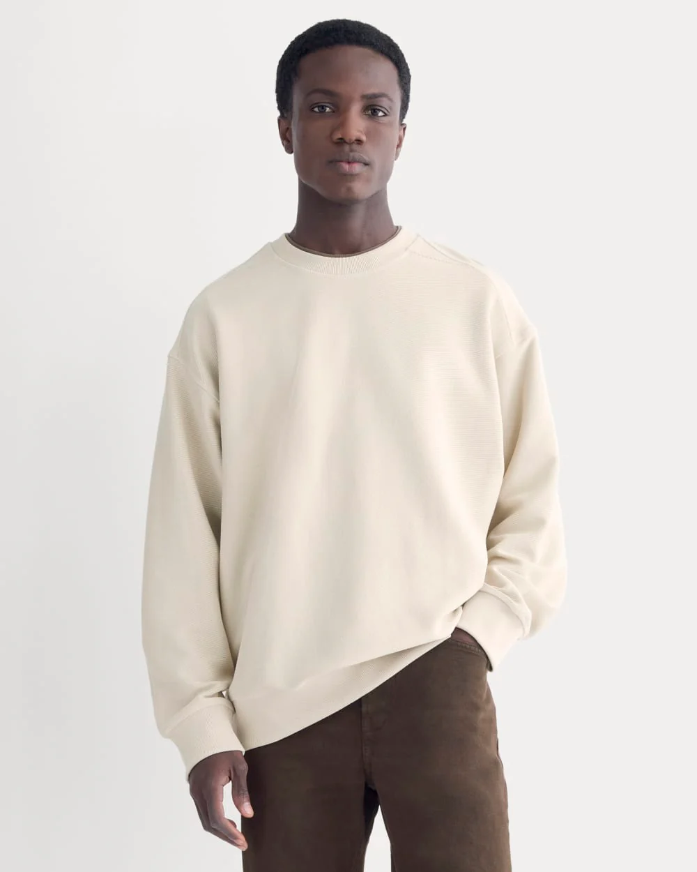 Twill Terry Jacquard Crew Sweatshirt | Peyote