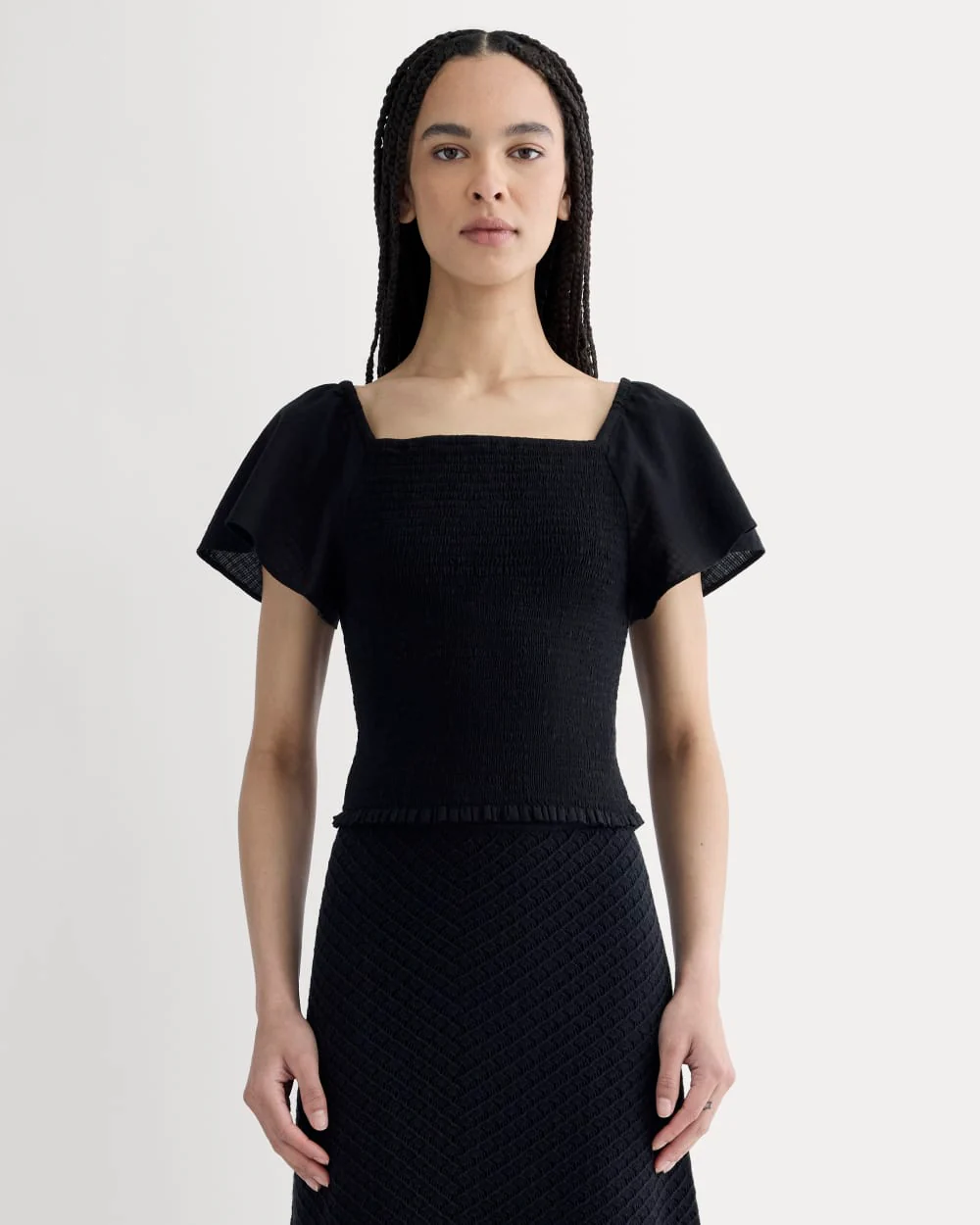 The Gauze Smocked Top | Black