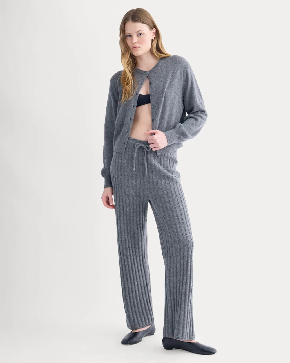 Straight-Leg Pant in Wool Cashmere | Heather Charcoal