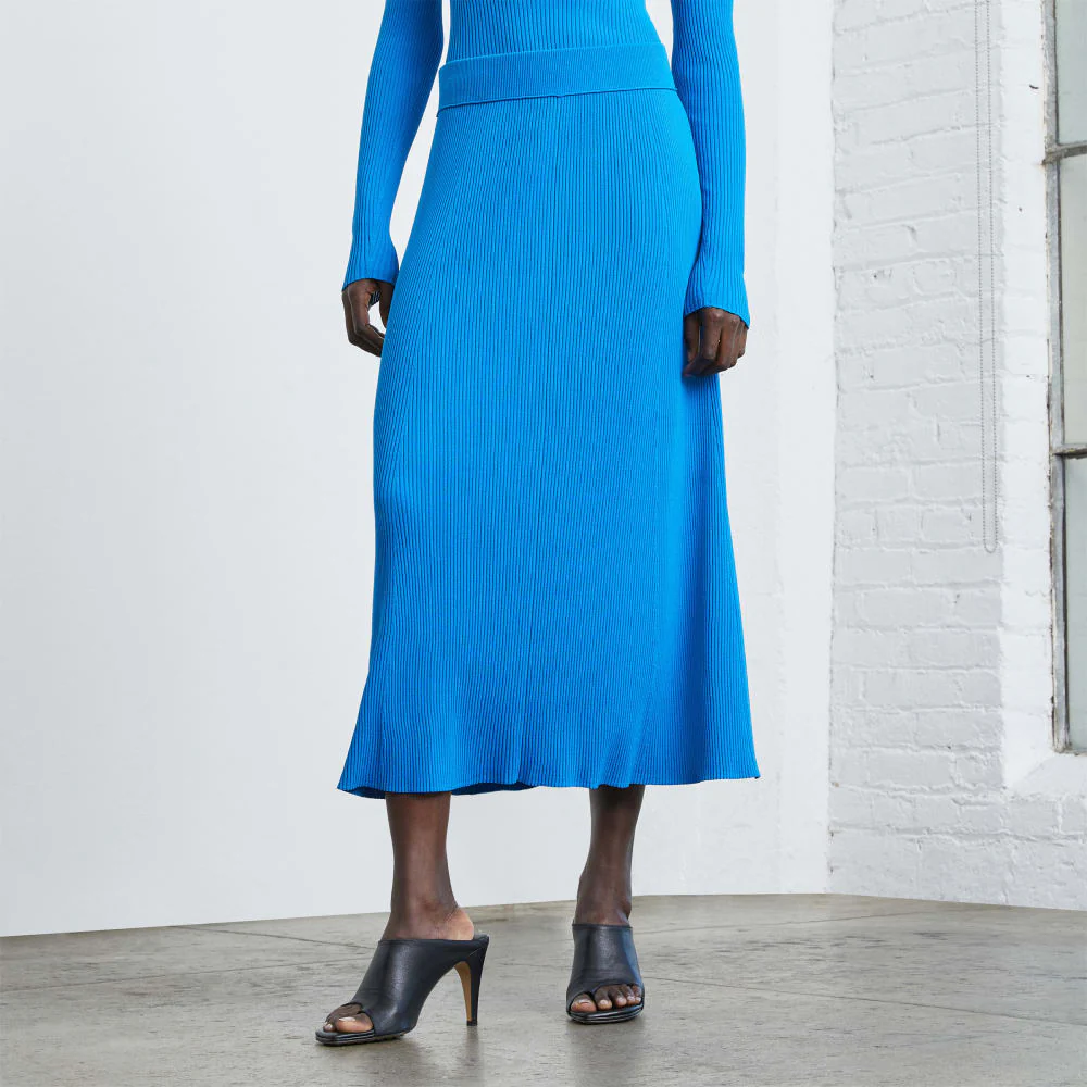 The Ribbed Knit Skirt | Brilliant Blue