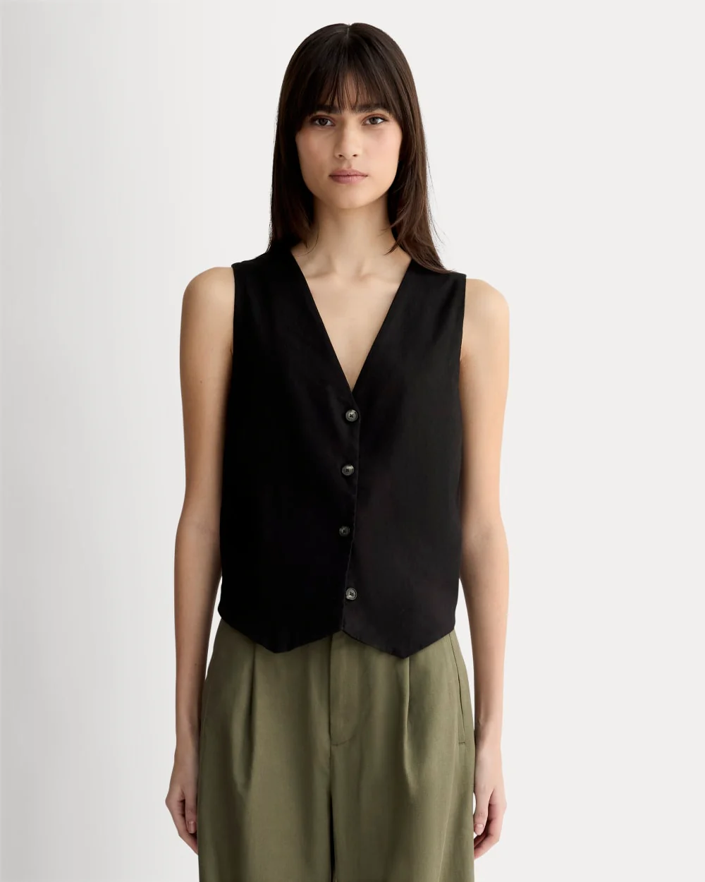 The Vest in Stretch Linen | Black