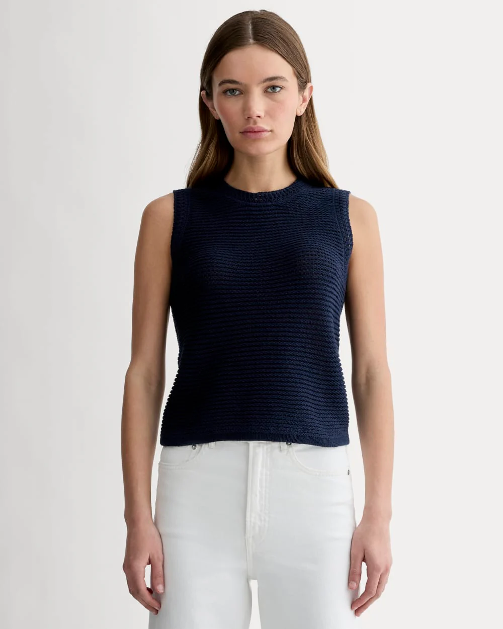 The Organic Cotton Open-Stitch Tank | Navy
