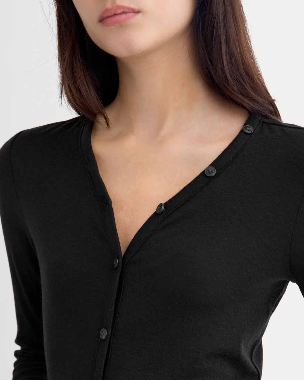 Sheer V-Neck Cardigan in Butterluxe | Black