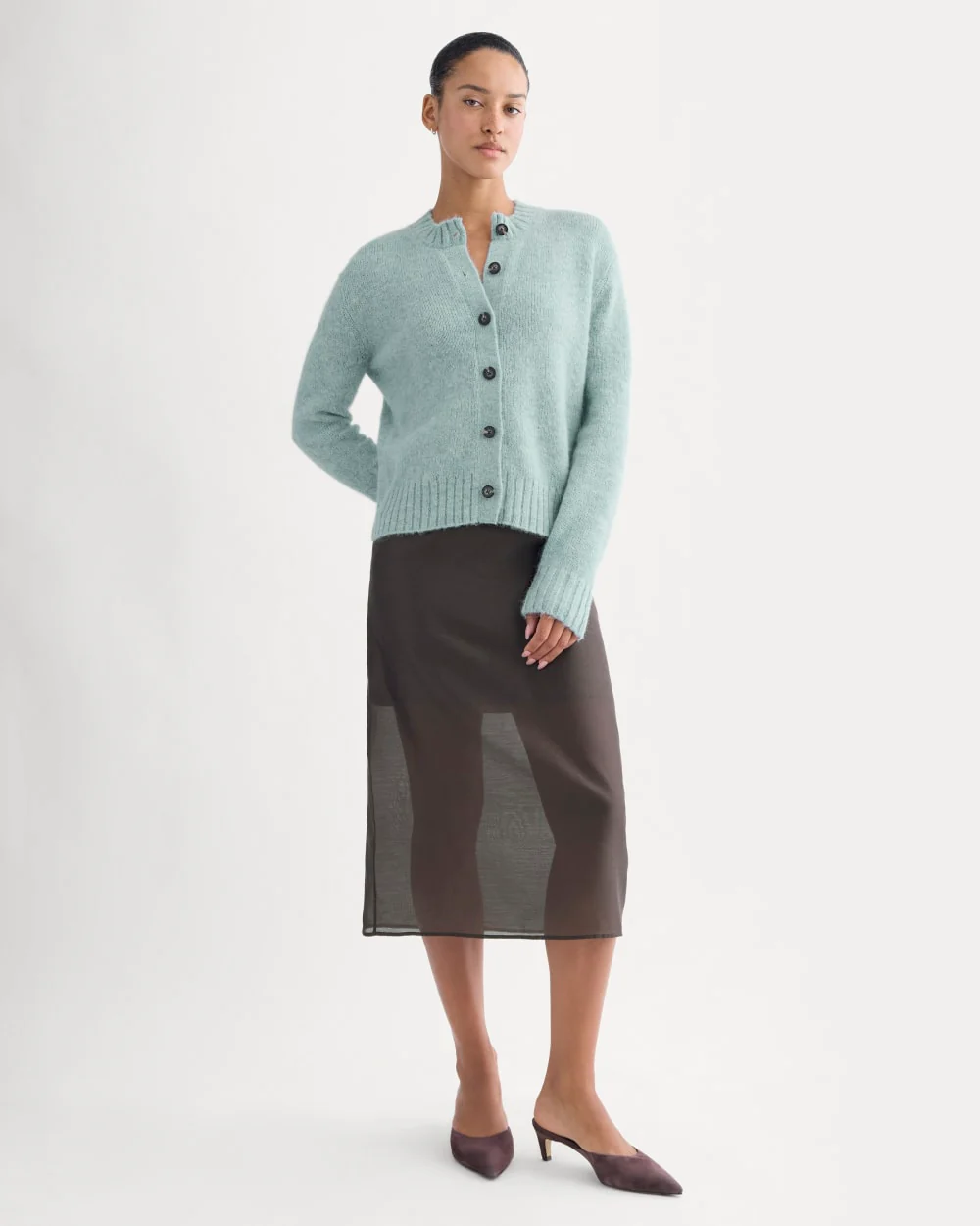 The Crew Cardigan in Alpaca | Heather Gray Mist