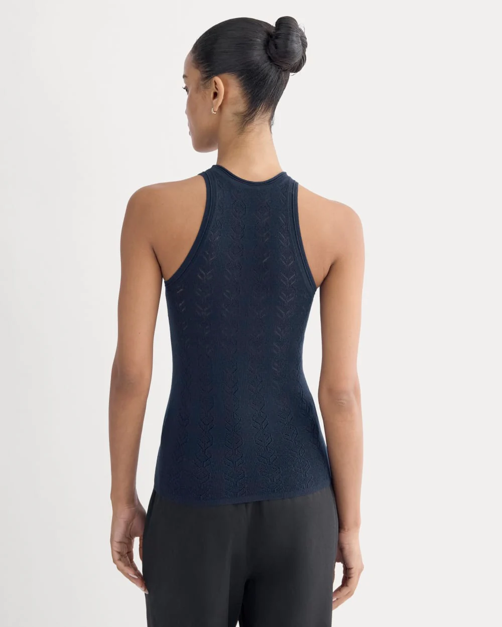 The Pointelle Racerback Tank in Ultrafine Merino | Navy