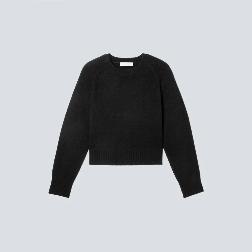 The Cashmere Boxy Crew | Black