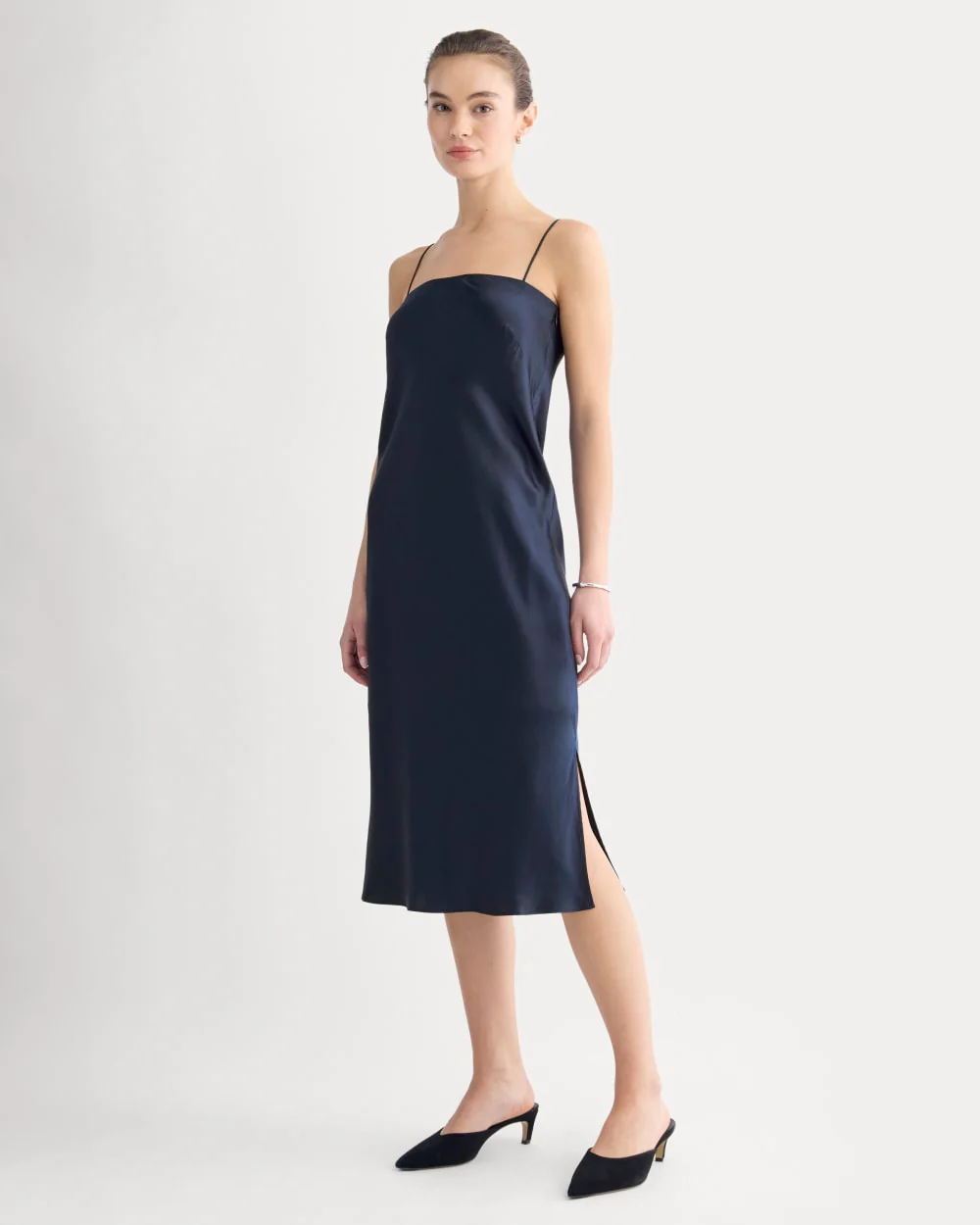 Slip Dress in Silk Charmeuse | Navy