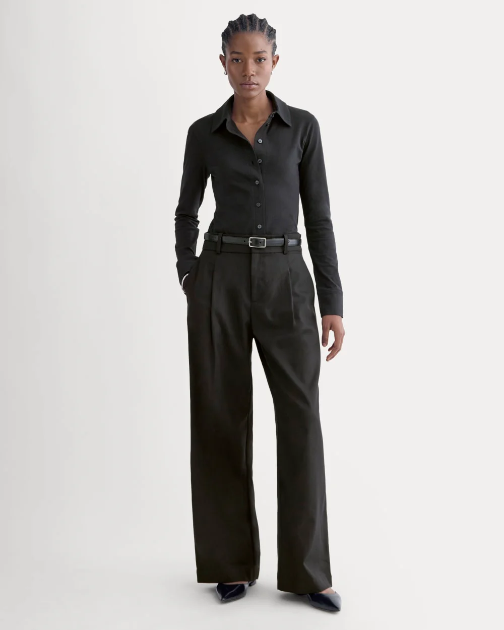 Button-Up Shirt in Essential Cotton | Black