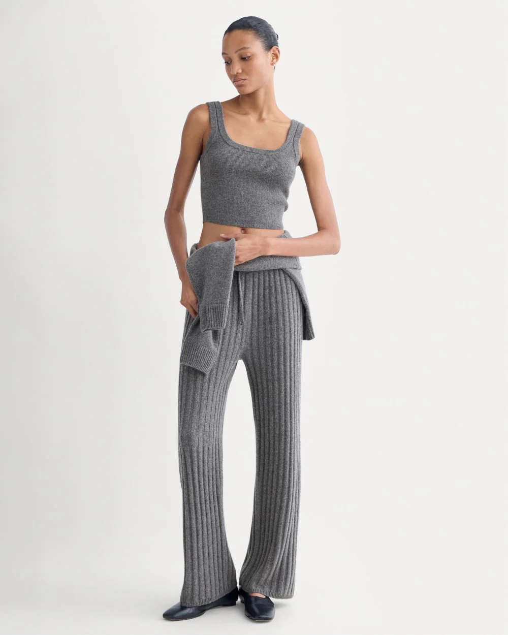 Cashmere Cropped Tank | Heather Charcoal