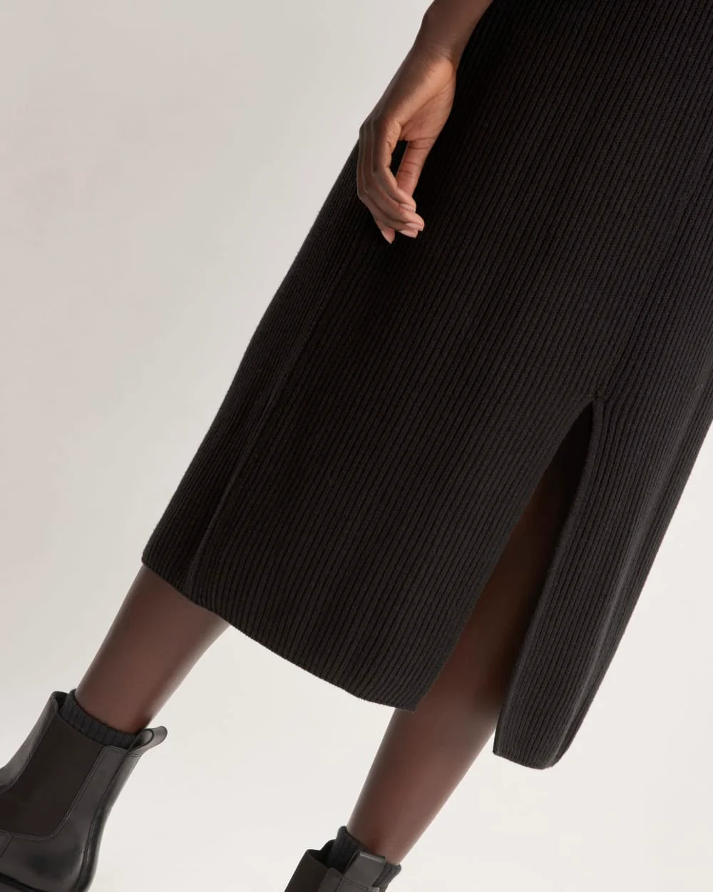 The Organic Cotton Sweater Midi Skirt | Black