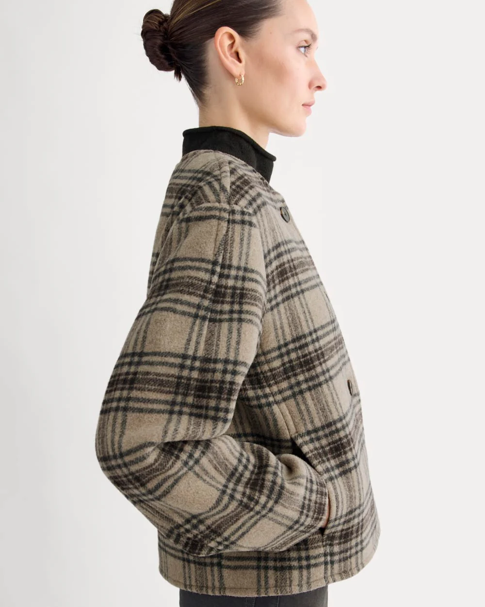 The Cocoon Coat in Wool | Chocolate Plum/Heather Charcoal