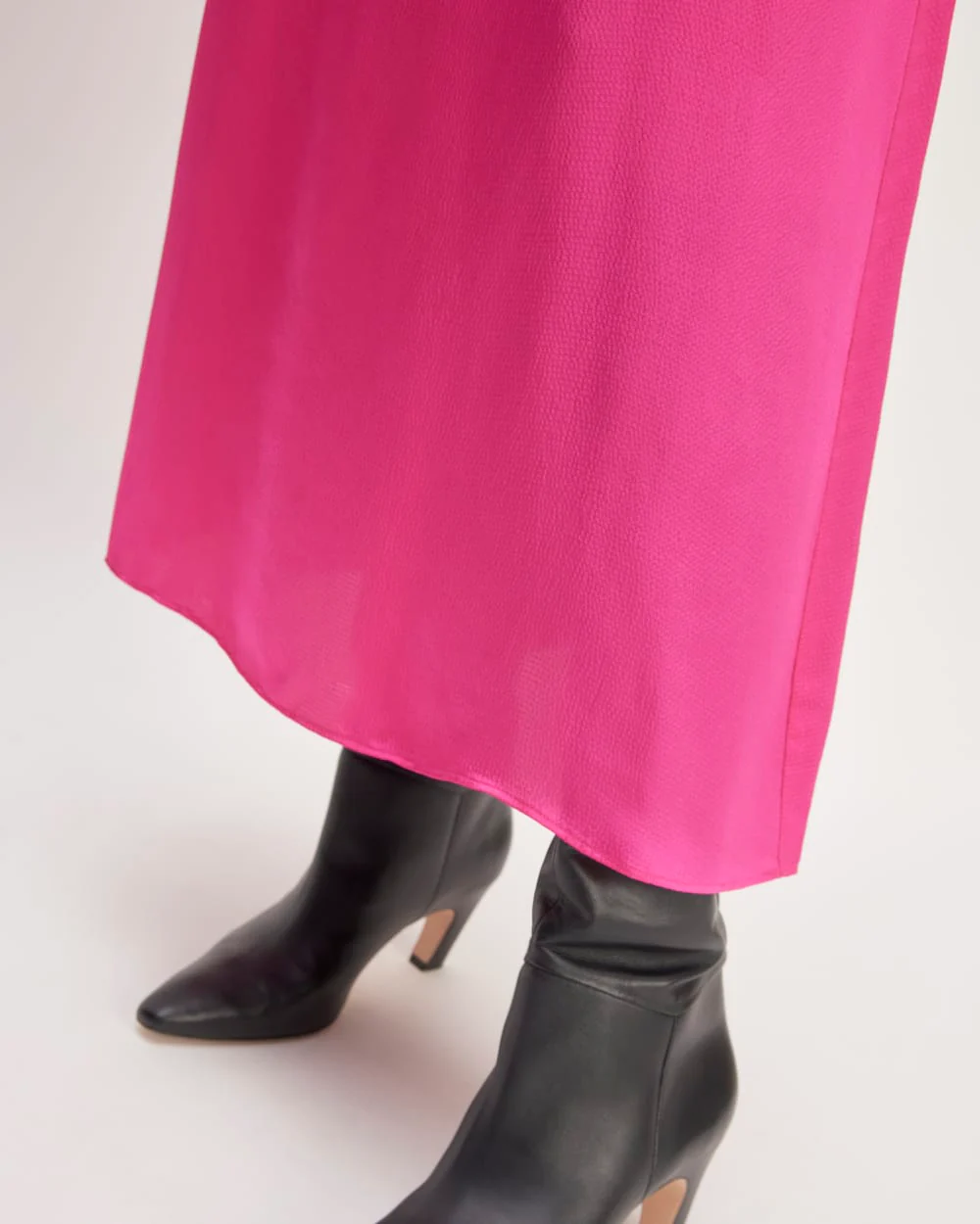 The Hammered Satin Slip Skirt | Fuchsia Pink