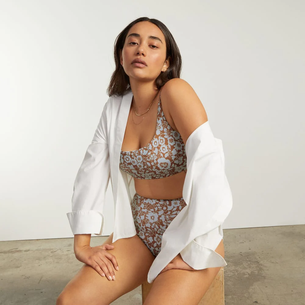 The Square-Neck Bikini Top | Honey Floral