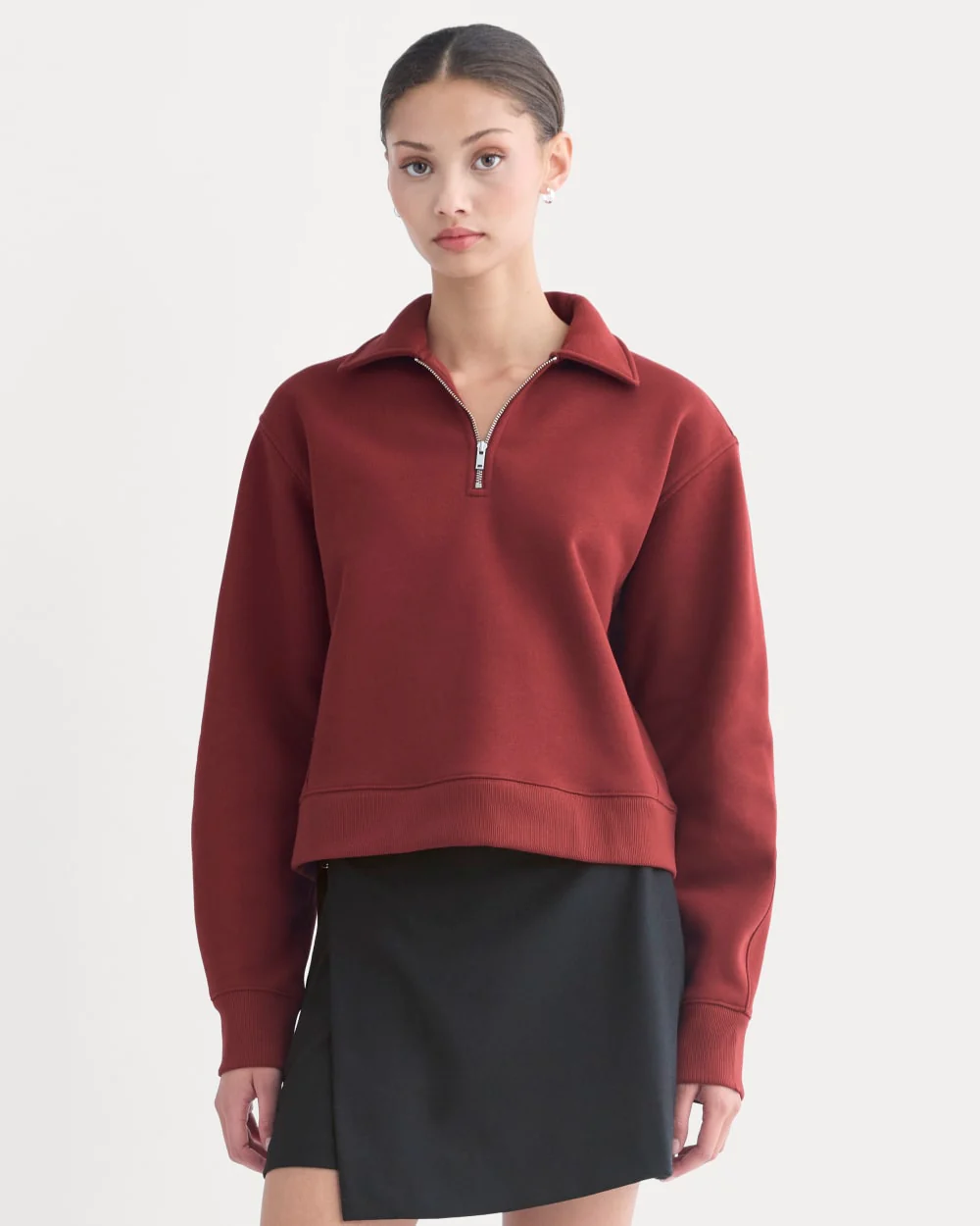 Luxe Fleece Zip Polo | Merlot
