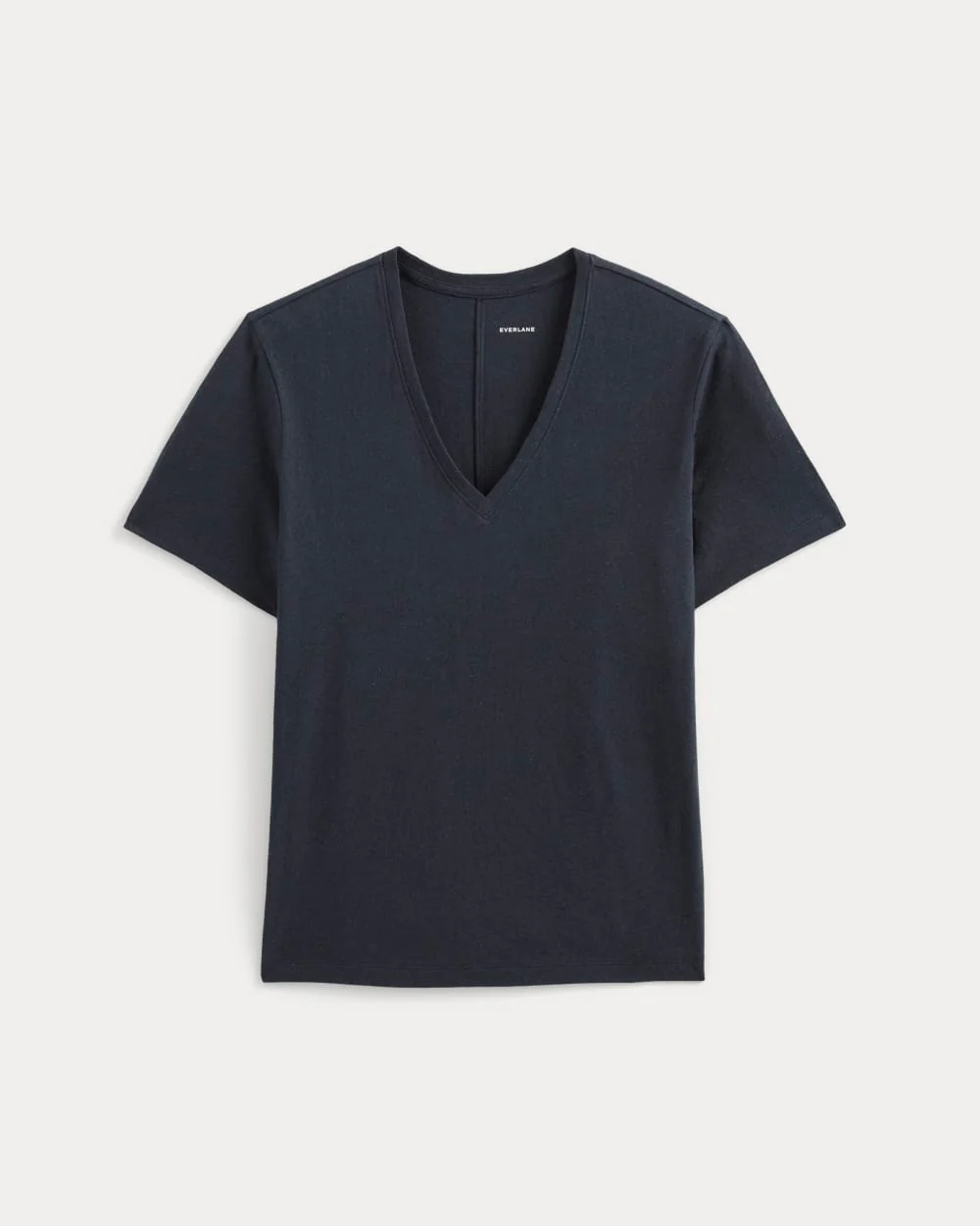 The Slouchy V-Neck Tee in Cotton Linen | Navy