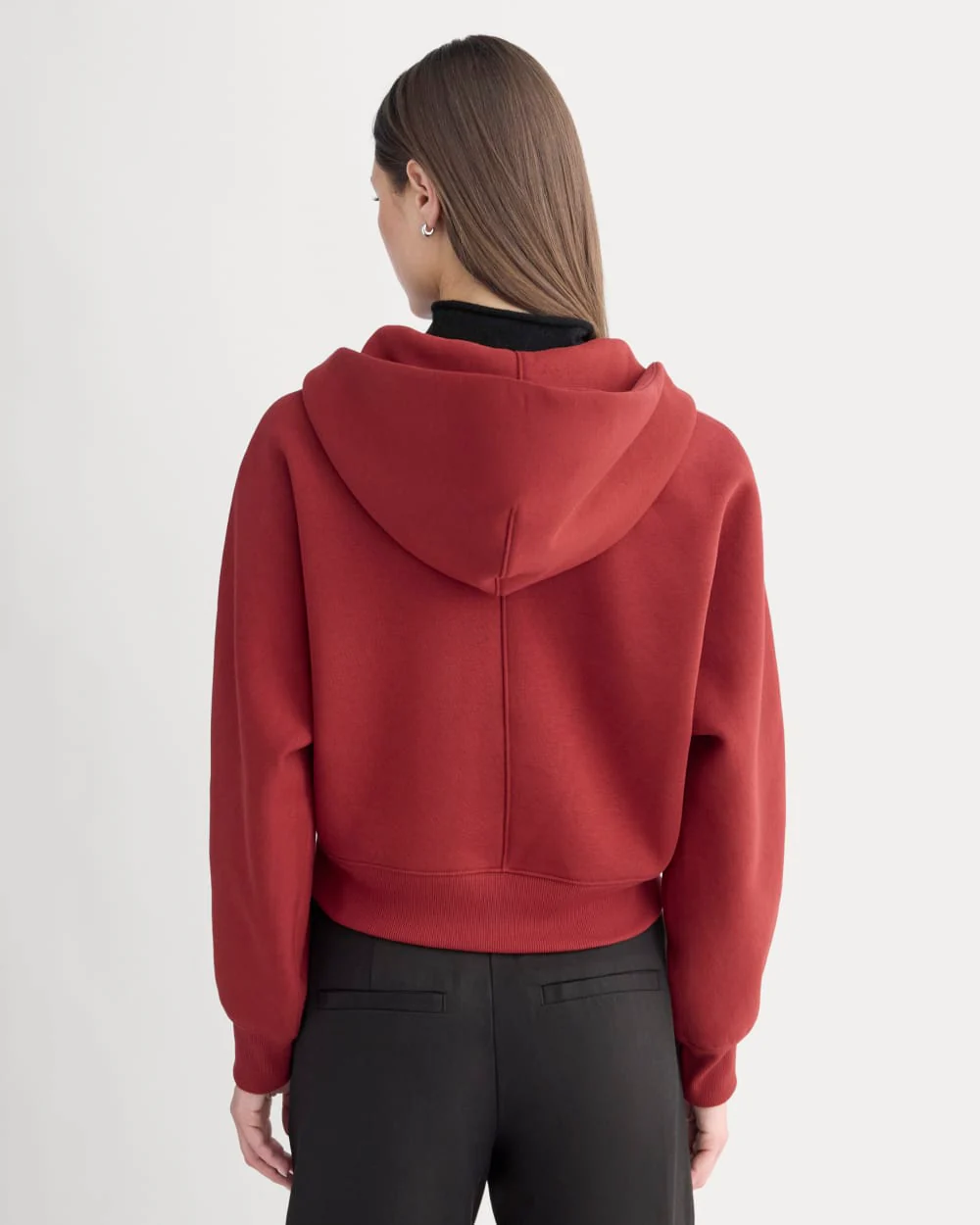 Luxe Fleece Full-Zip Cropped Hoodie | Merlot