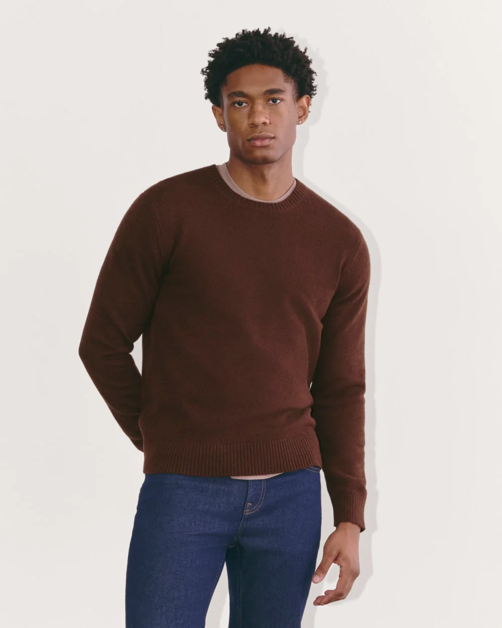 The Premium Merino Crew Neck Sweater | Heather Mahogany
