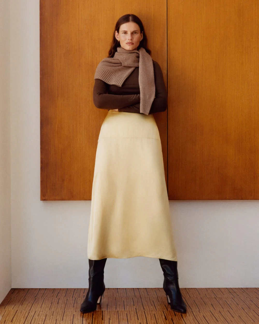 The Hammered Satin Slip Skirt | Raffia