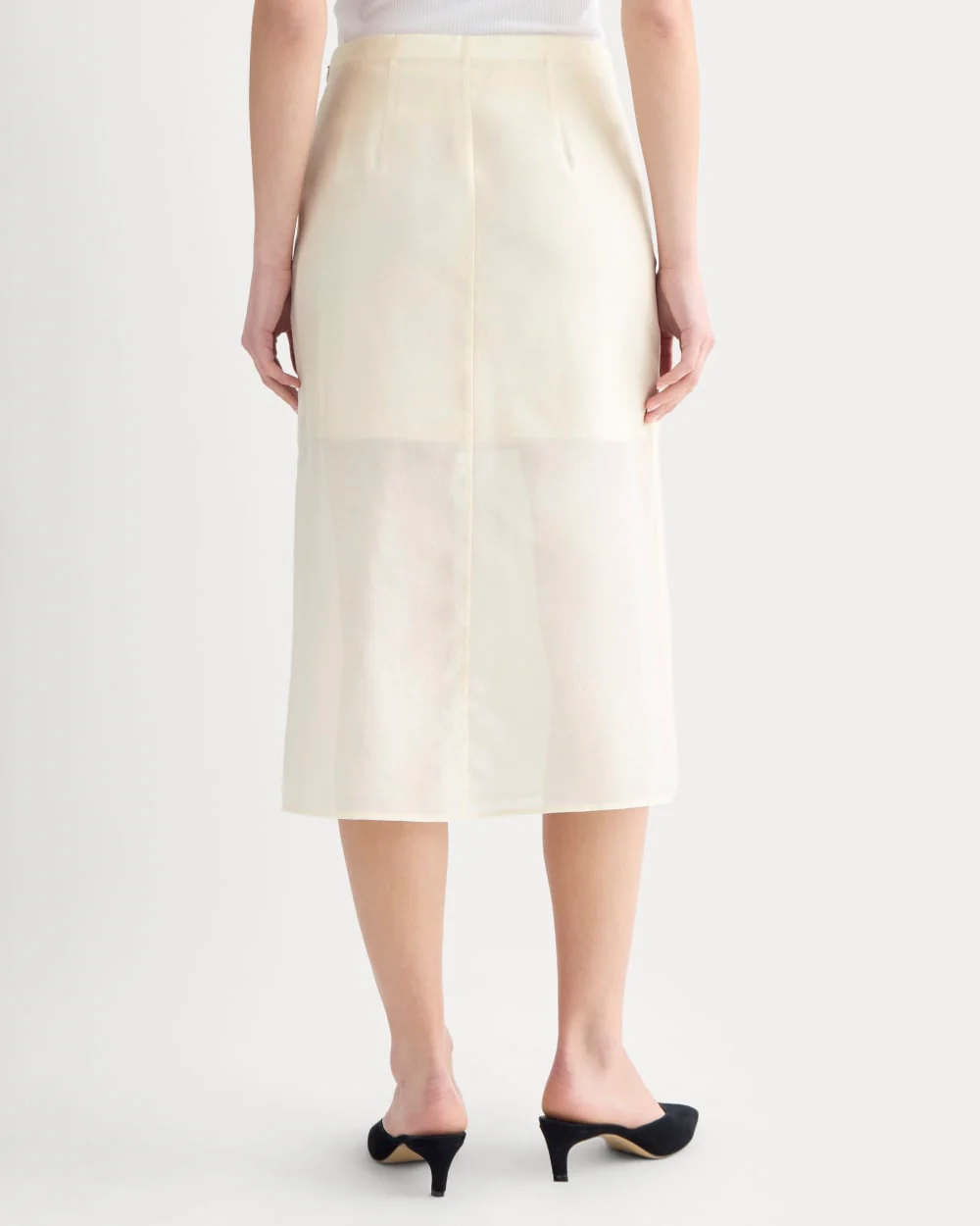 Midi Skirt in Cotton-Silk Organza | Parchment