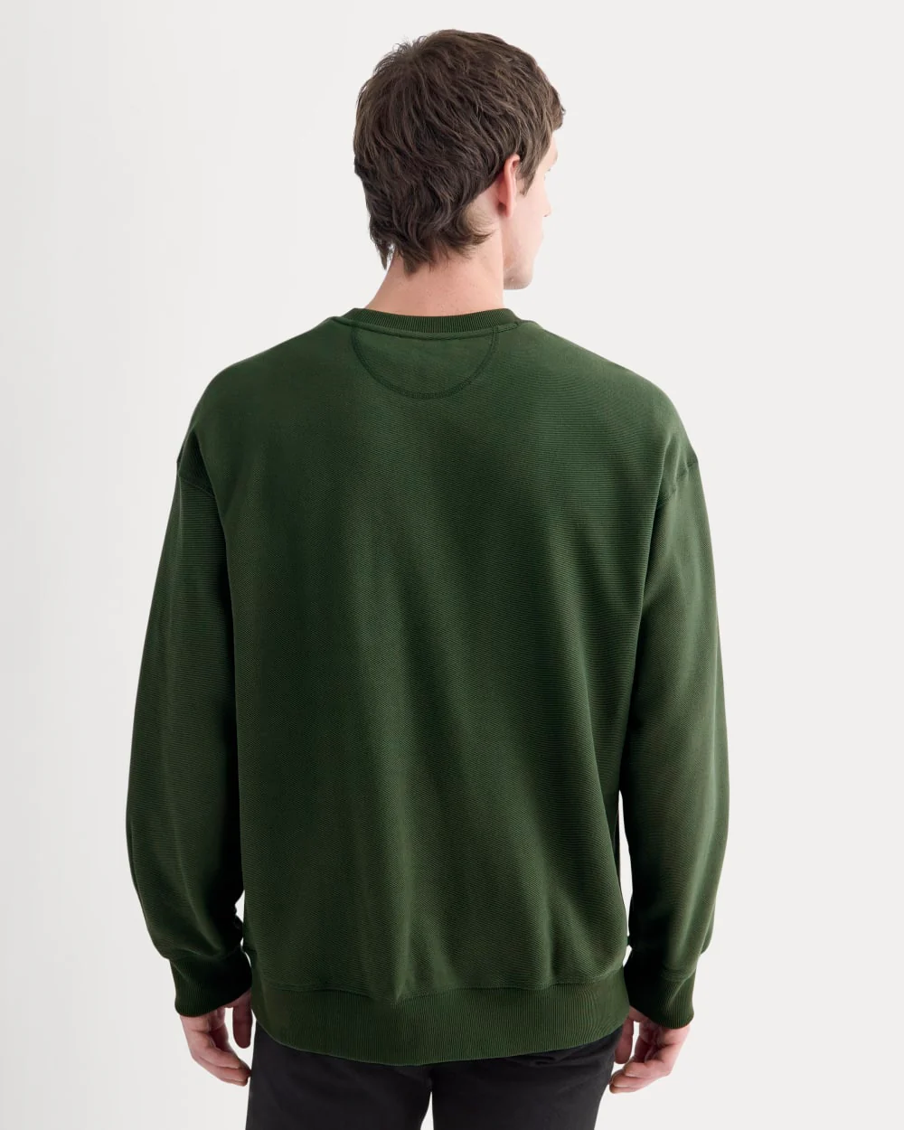 Twill Terry Jacquard Crew Sweatshirt | Dark Forest