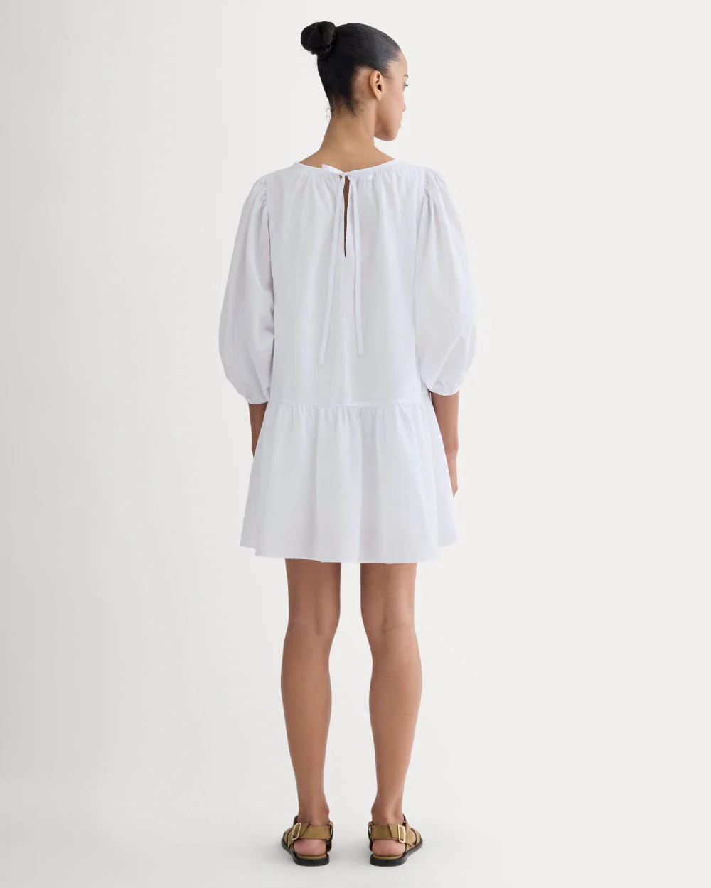 The Gauze Puff-Sleeve Mini Dress | White
