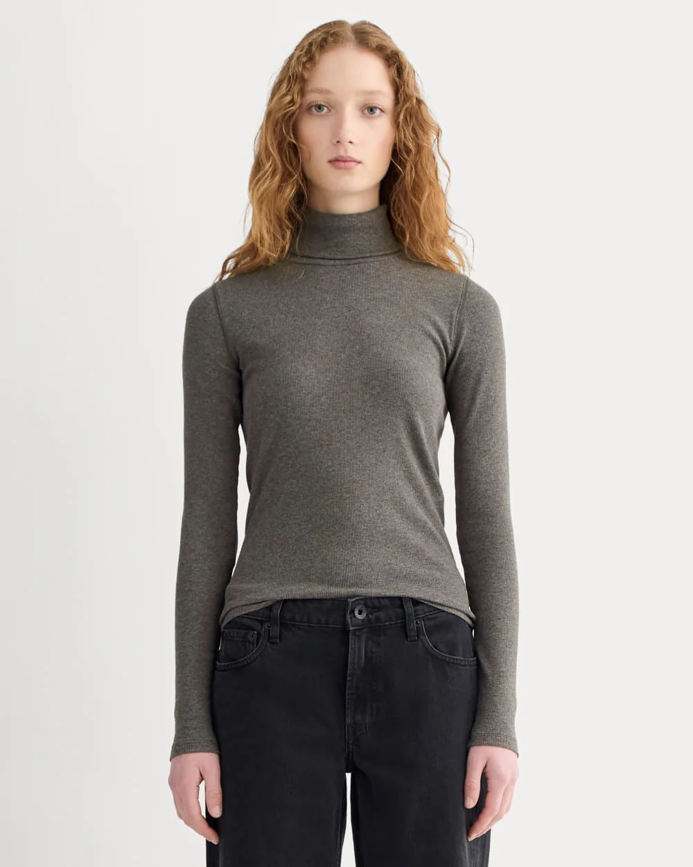 The Luxe Rib Turtleneck | Washed Heathered Fatigue