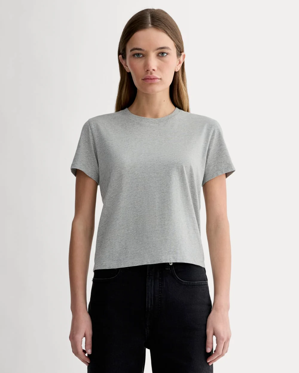 The Box-Cut Tee in Essential Cotton |  Heathered Grey | No Pocket