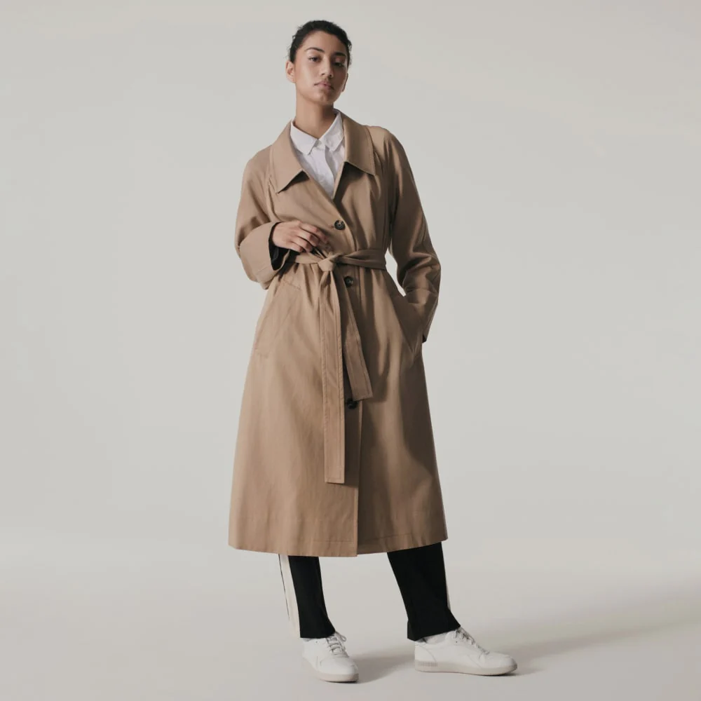 The Gathered Drape Trench | Ash Brown