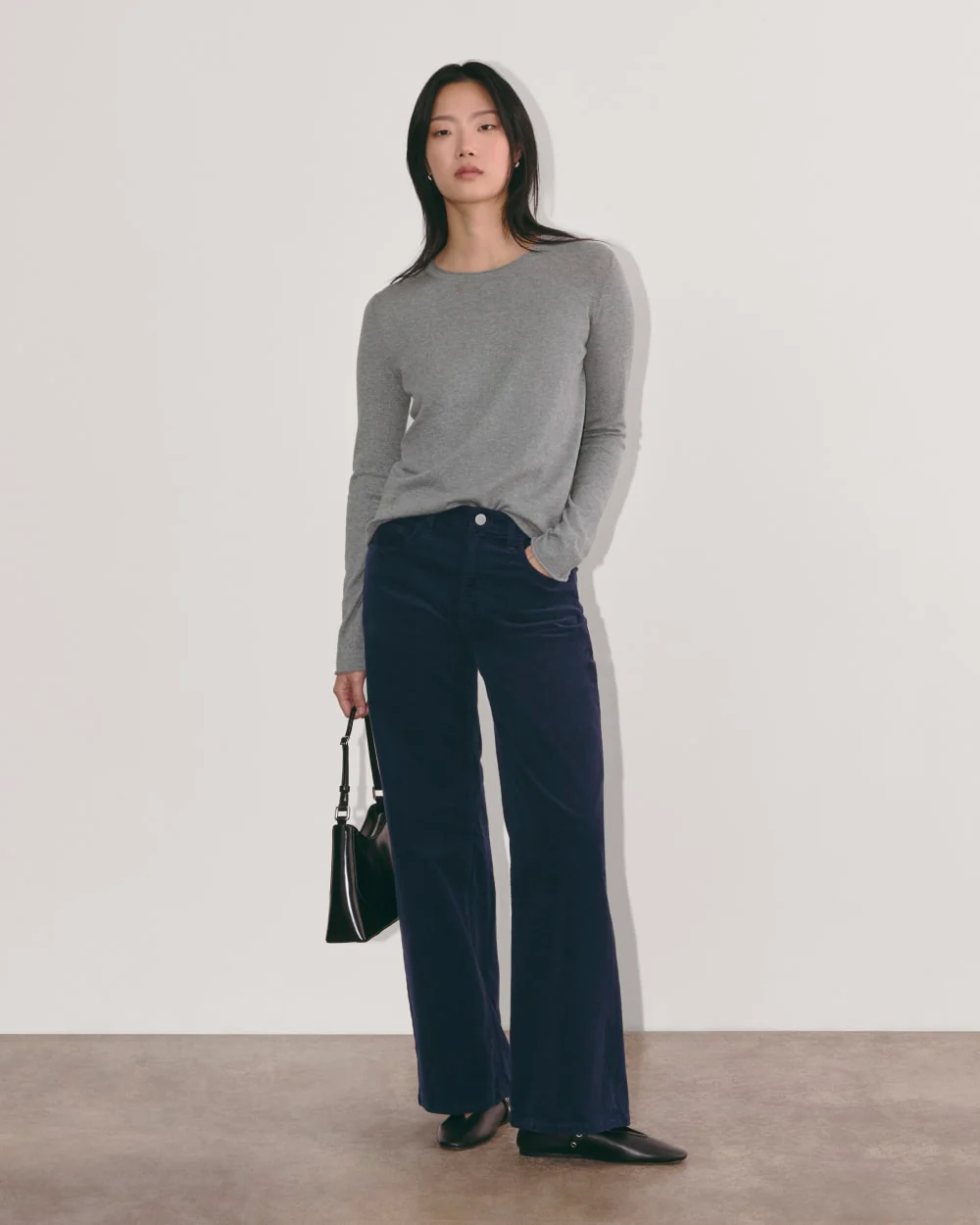 The Crew in Cotton Cashmere | Heather Charcoal