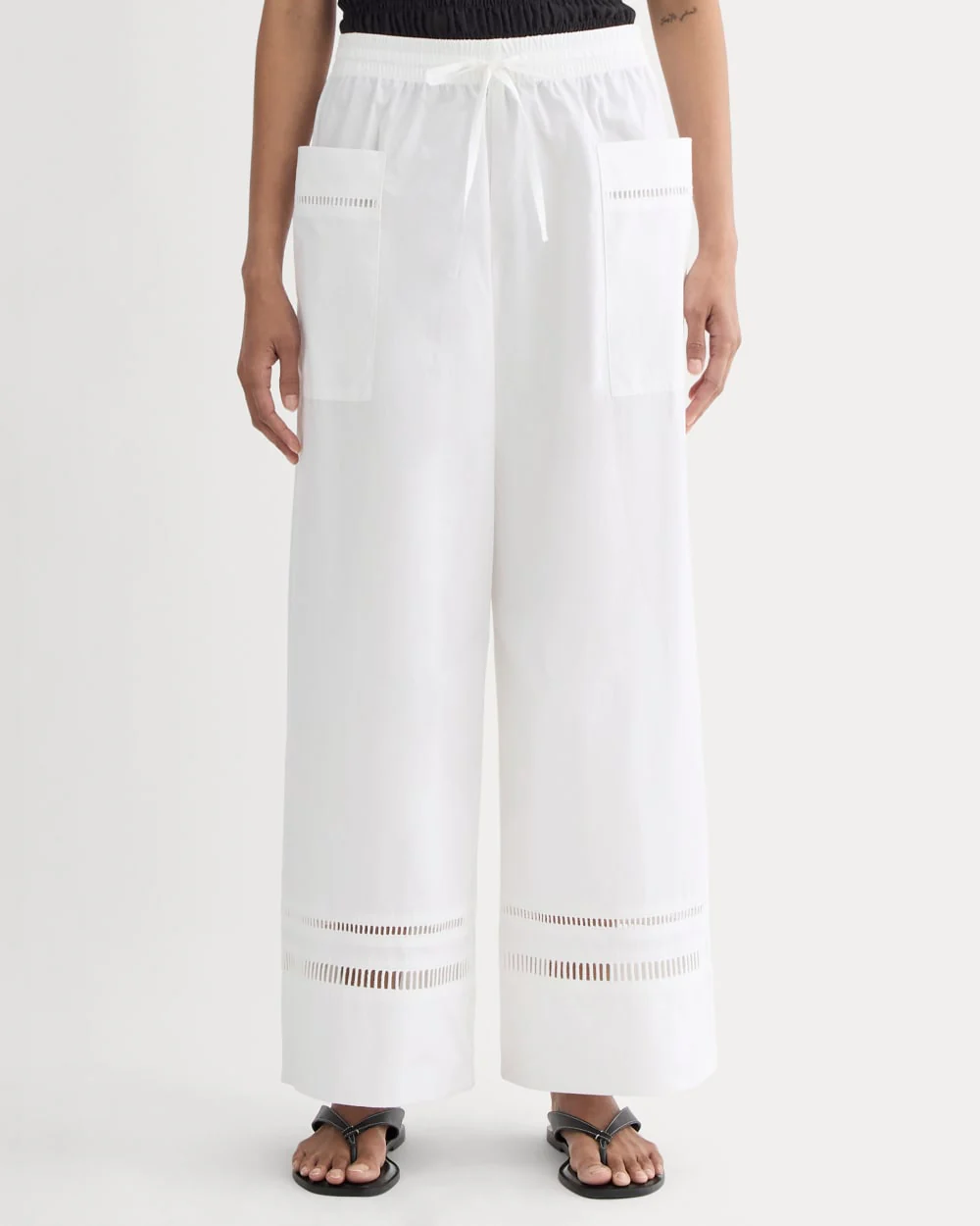 The Lace Trim Pant | White