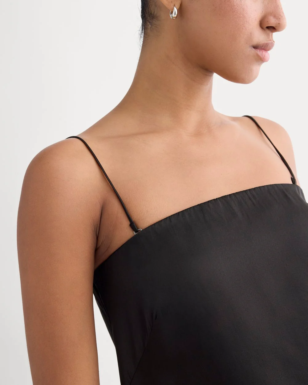 Thin Strap Cami in Silk Charmeuse | Black