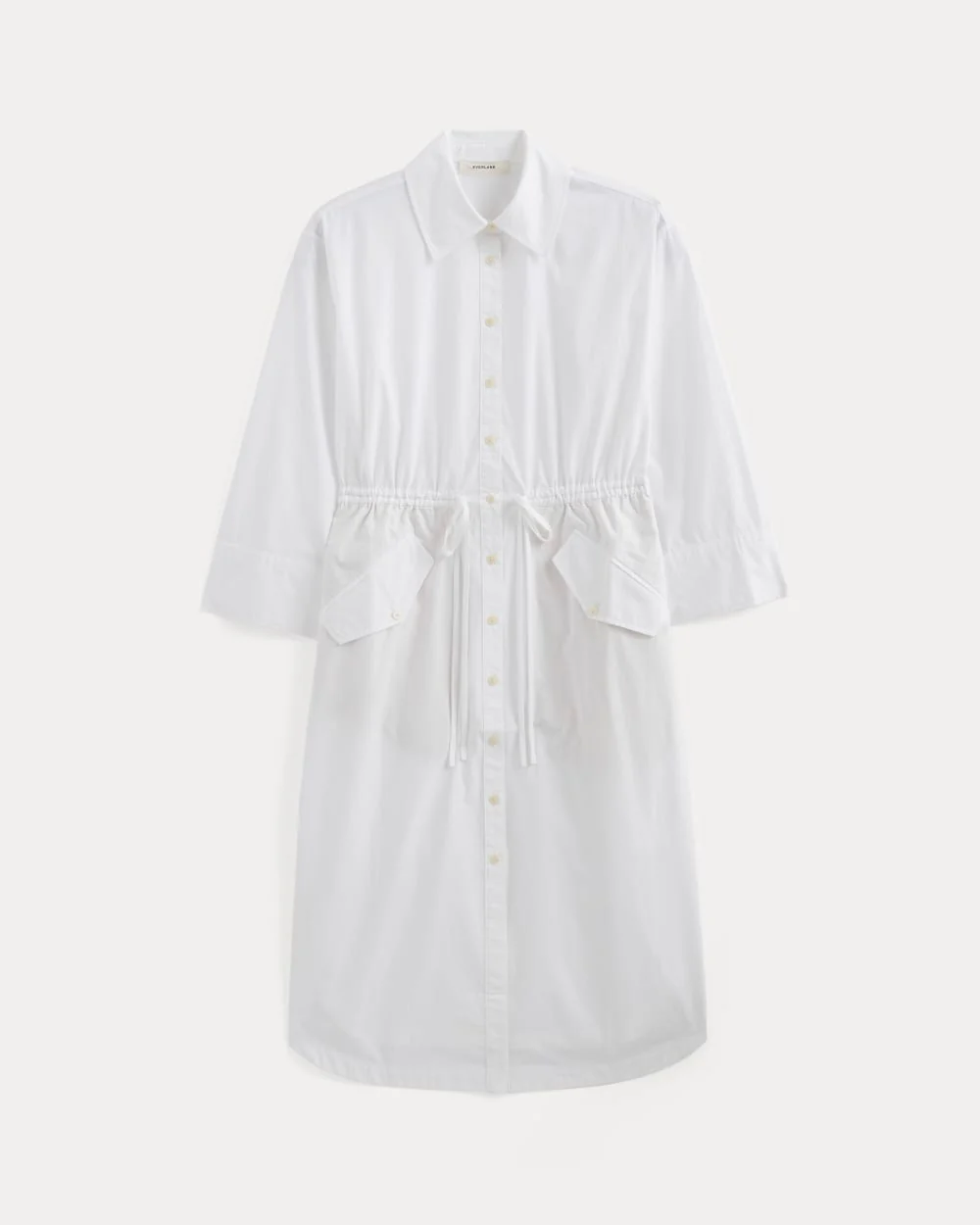 The Drawcord Shirtdress in Ultrasoft Cotton | White