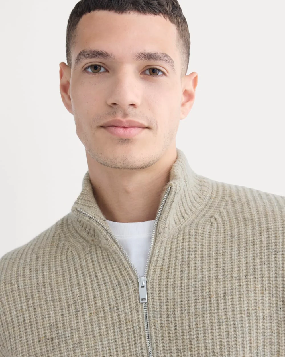 The Felted Merino Half-Zip Sweater | Heather Gravel Donegal