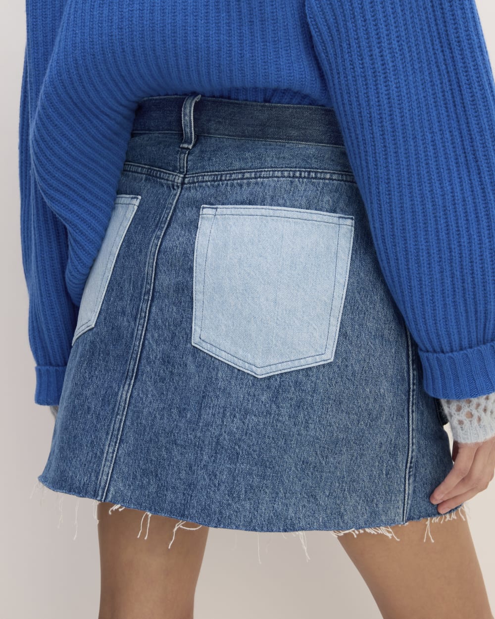 The Everlane x Marques' Almeida Denim Patchwork Mini Skirt | Diamond Blue