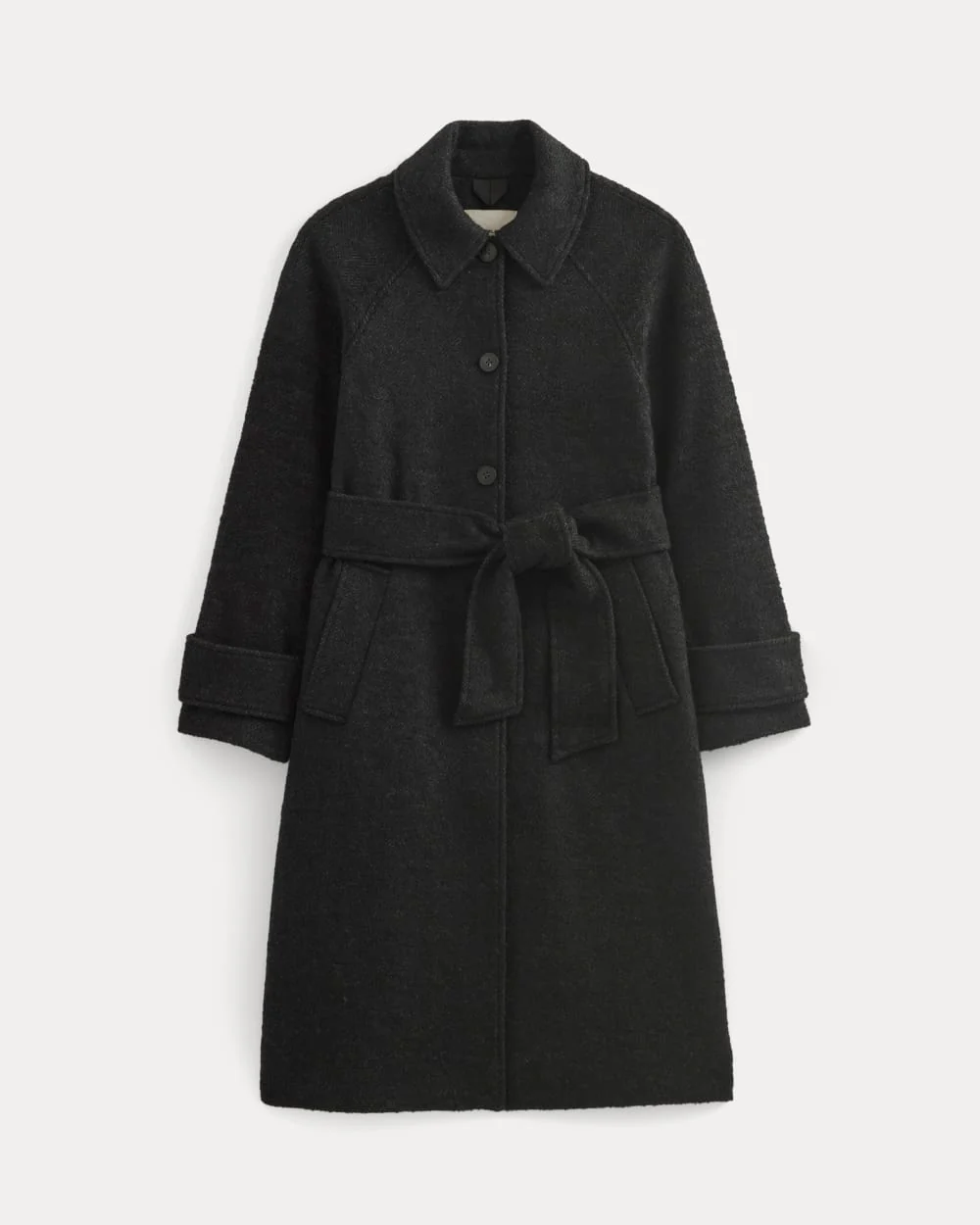 Italian Belted Overcoat | Carbone/Black