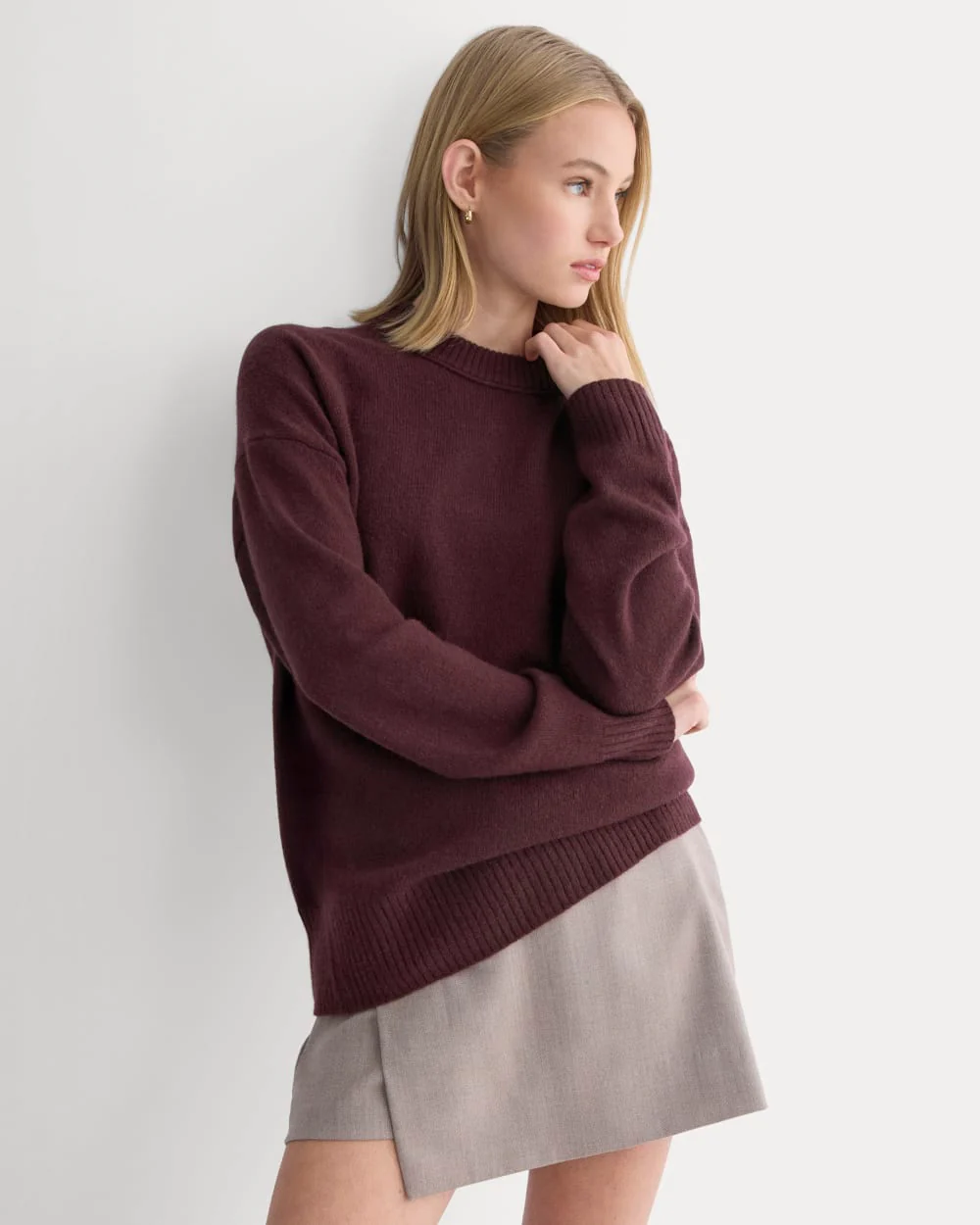 Cashmere Boyfriend Sweater | Wine