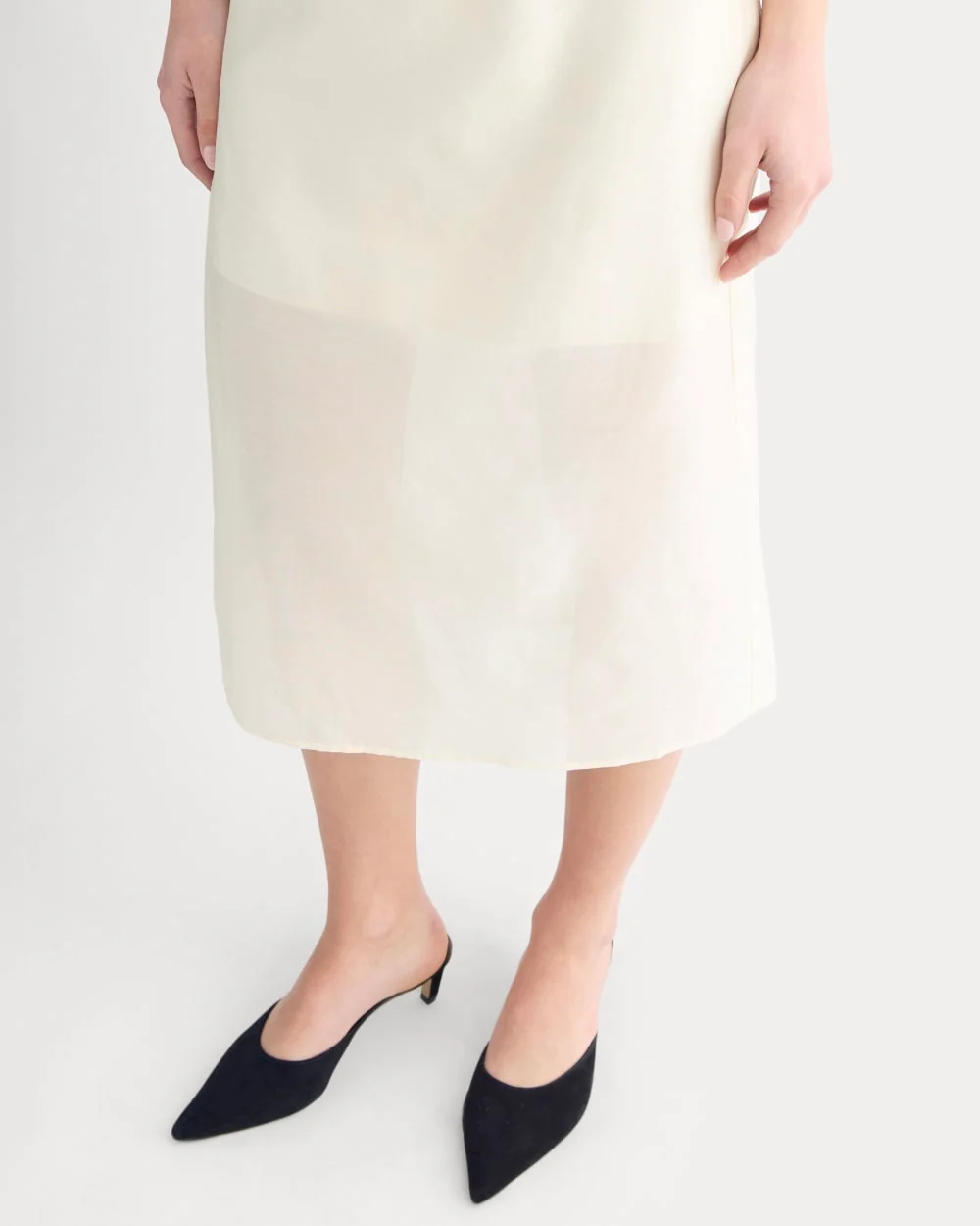 Midi Skirt in Cotton-Silk Organza | Parchment