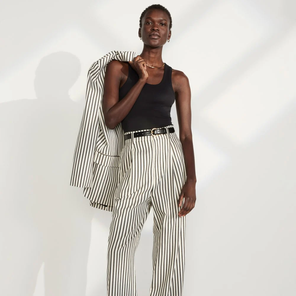 The Draper Pleated Pant in Buttersmooth | Ombre Stripe | 30 Inseam