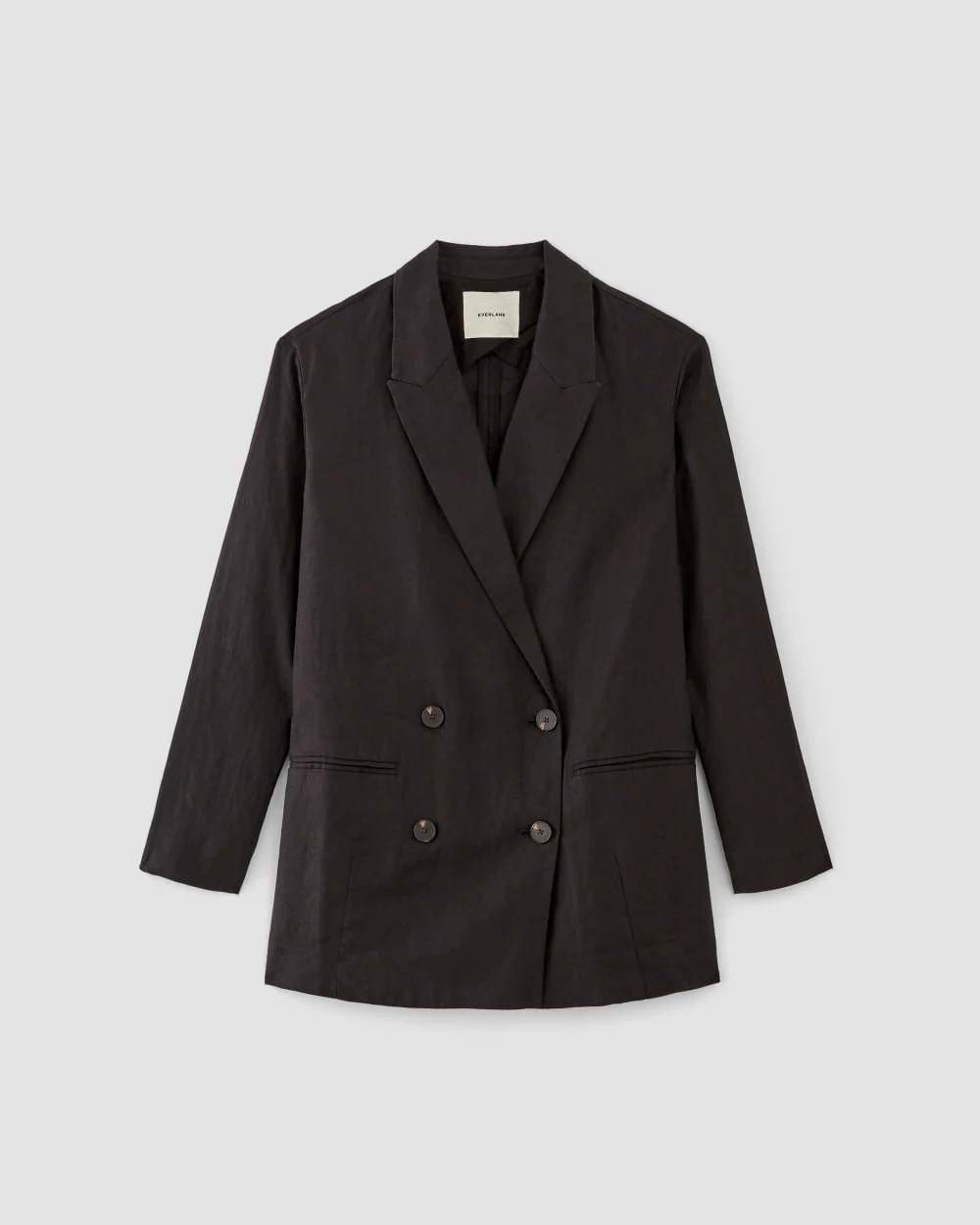 The Linen Double Breasted Blazer | Black
