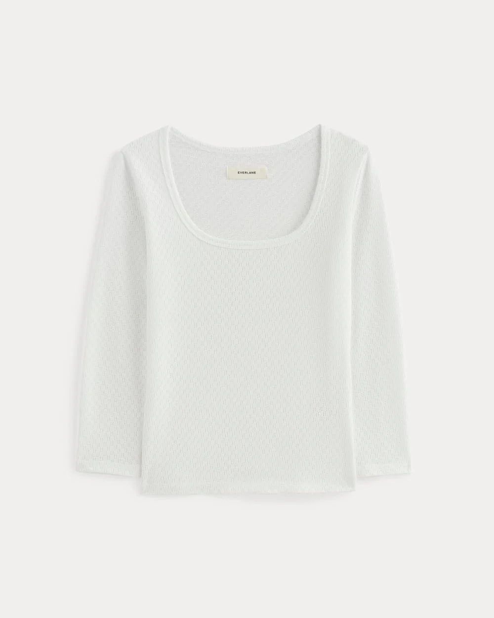 The Pointelle Scoop-Neck Top | White