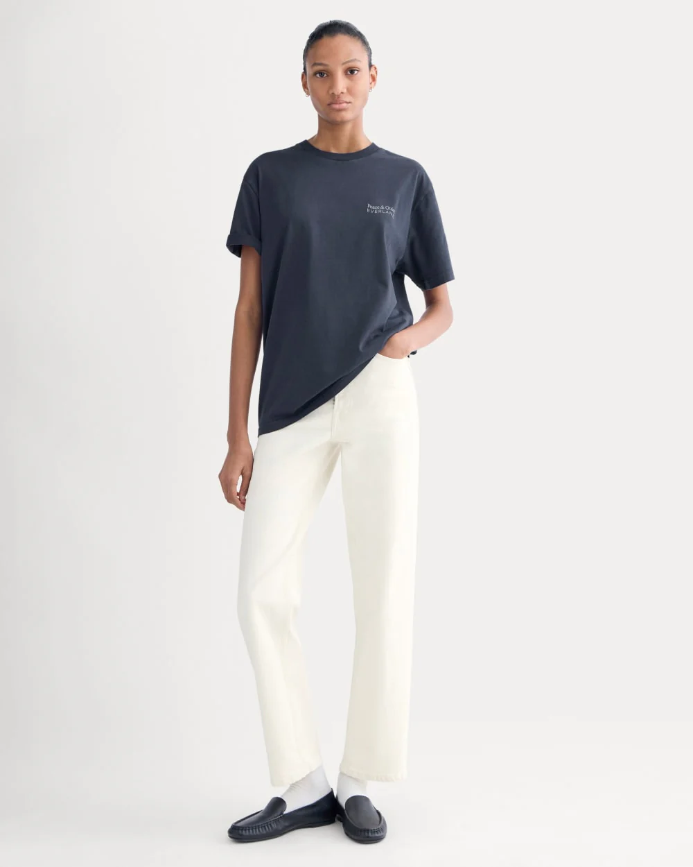 Everlane x Peace & Quiet Graphic Logo Tee |  Navy