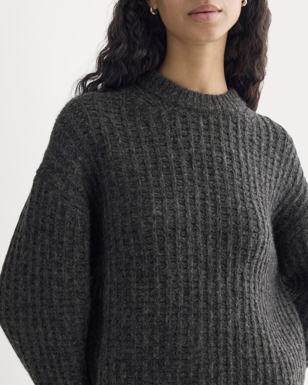 Waffle Sweater in Cloud | Heathered Soot