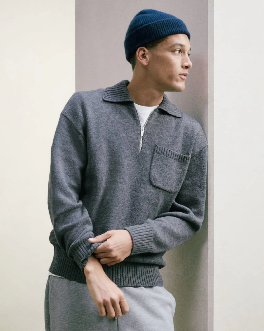 Luxe Merino Quarter-Zip Pullover | Heathered Charcoal