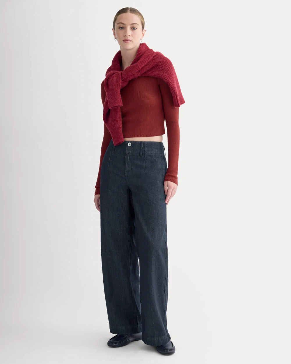 The Cropped Crew Top in Ultrafine Merino | Merlot