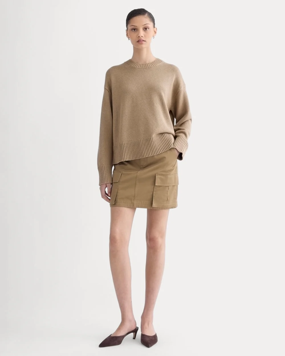 The Boxy Sweater in Everyday Cotton | Dark Heathered Camel