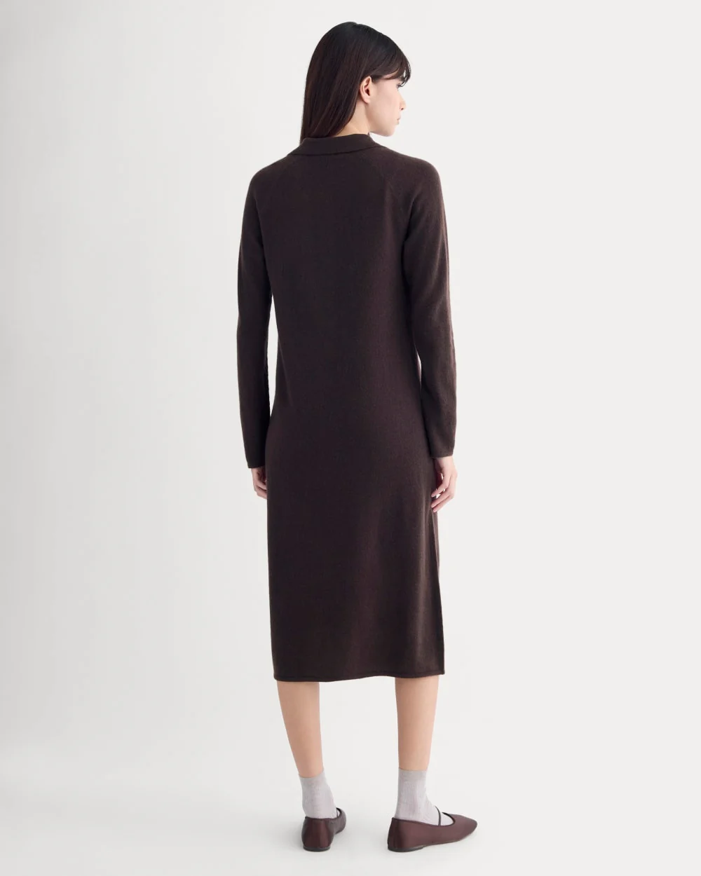 Cashmere Polo Midi Dress | Dark Chocolate