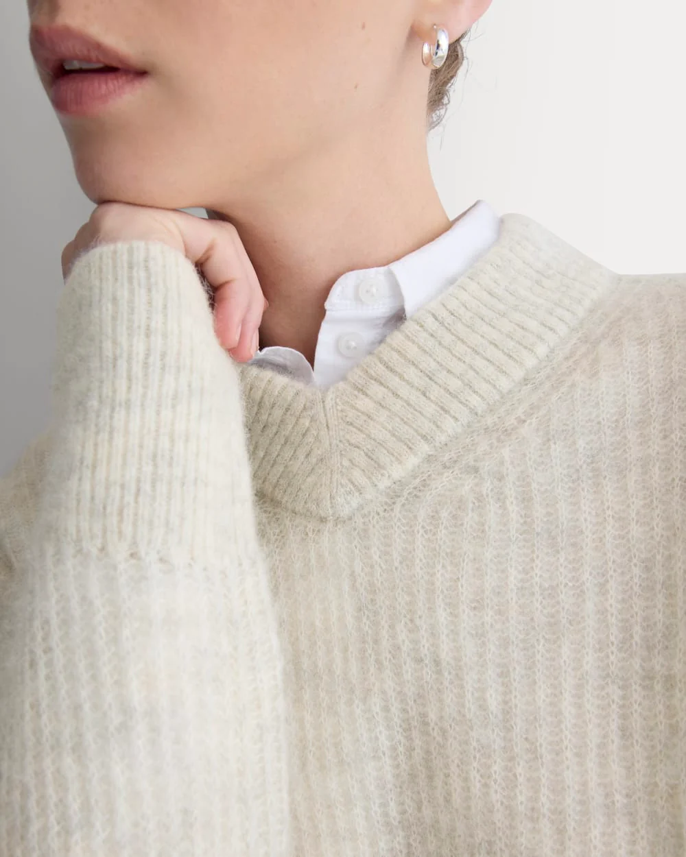 Cropped Cocoon Sweater in Alpaca | Almond