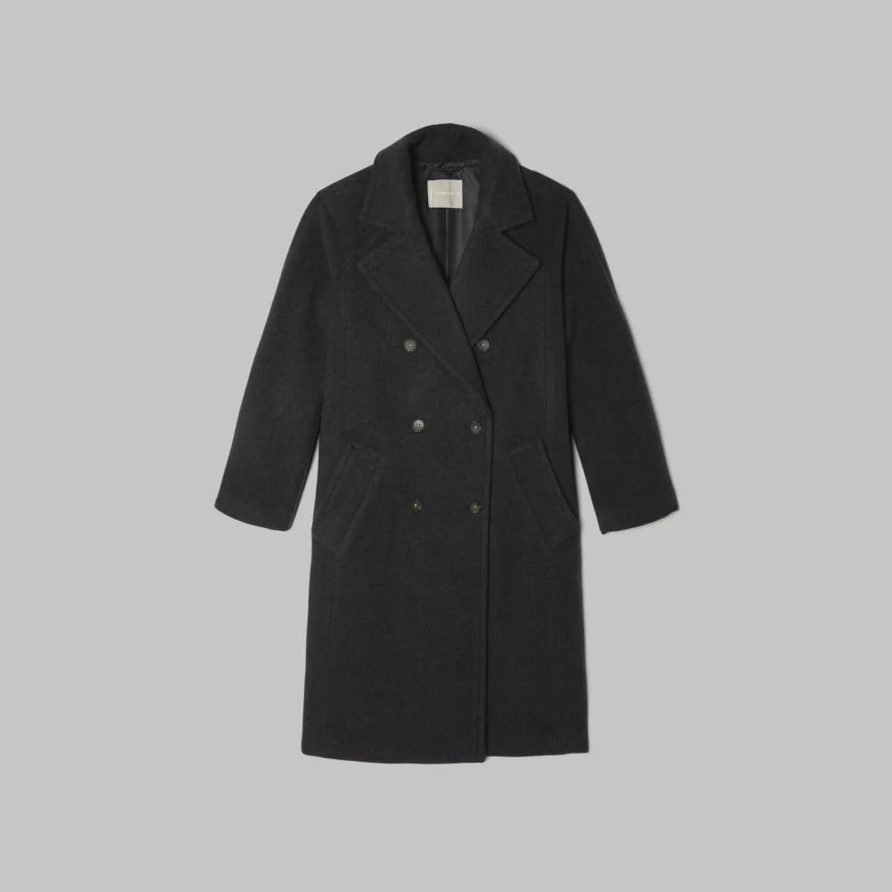 The Italian ReWool® Long Peacoat | Heathered Black