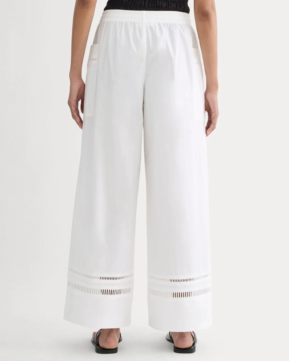 The Lace Trim Pant | White